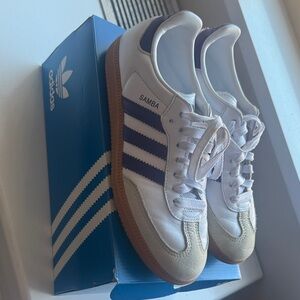 Adidas Samba White and Navy Sneakers